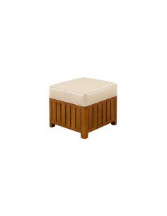 Pouf canoë carré cuir beige