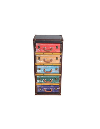 Chiffonnier Valises 5 tiroirs | Meuble déco style vintage